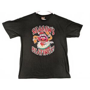The Muppets Season's Beatings T-Shirt Black Festive Christmas Mens Large